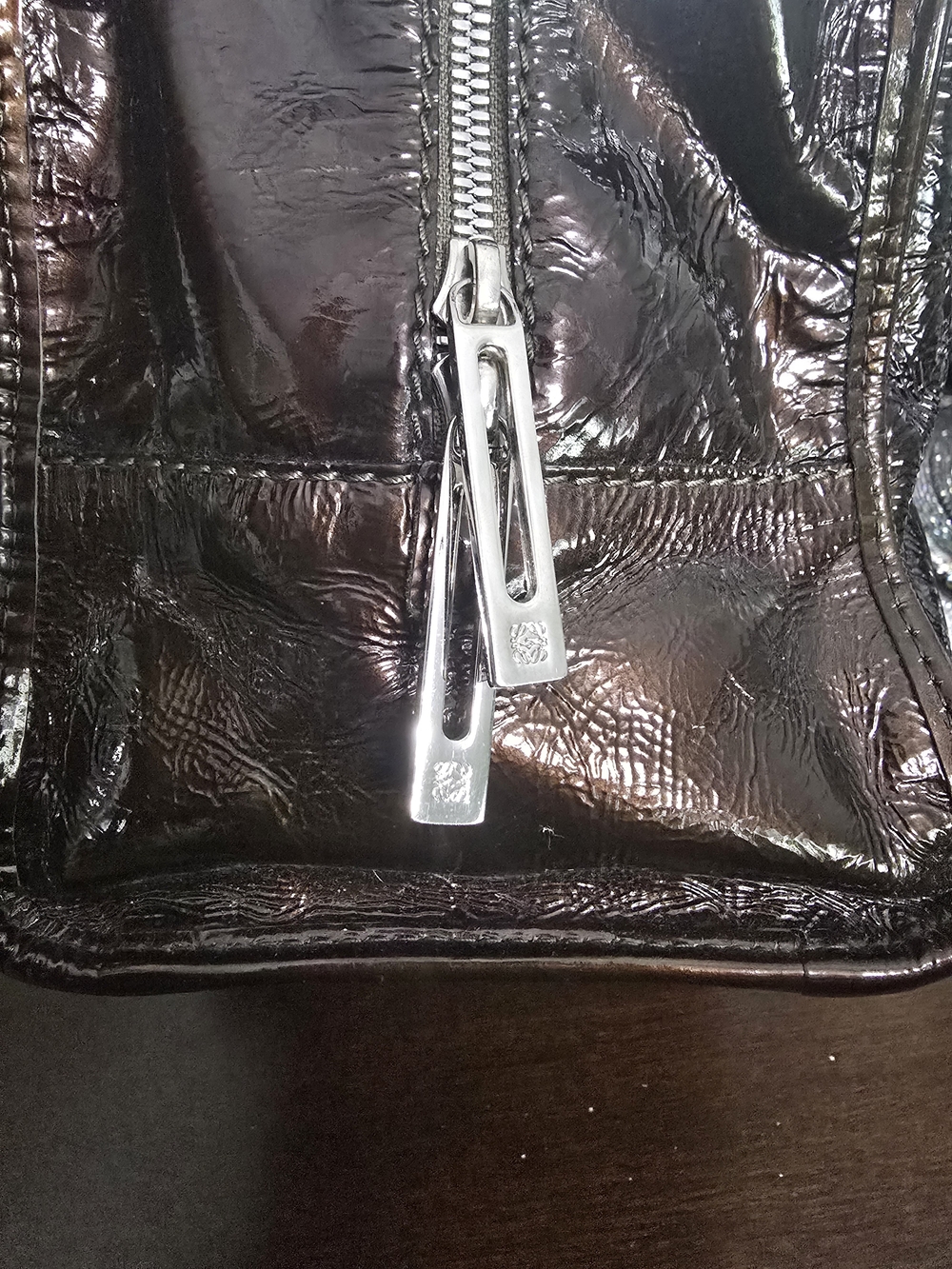 Loewe Patent Leather Top-Handle Satchel in Dark Brown - Picture 14 of 16